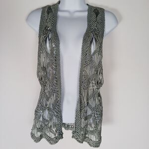 Vintage Isda and Co Sleeveless Woven Sweater Vest Throw Green Size S